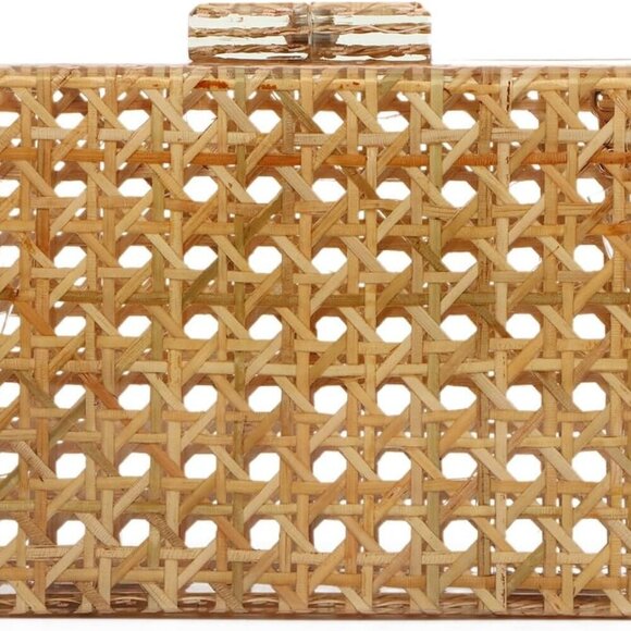 Women’s Rattan Acrylic Clutch Purse Woven Pattern Evening Bag for Party Wedding main image 6